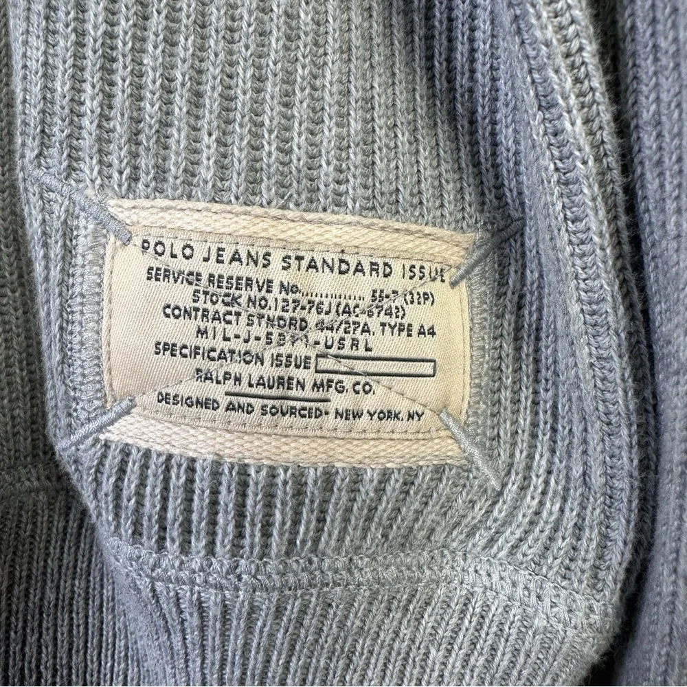Vtg Polo Jeans Co Ralph Lauren Gray Pullover Collard Sweater Quarter Zip Size XL - Picture 6 of 7